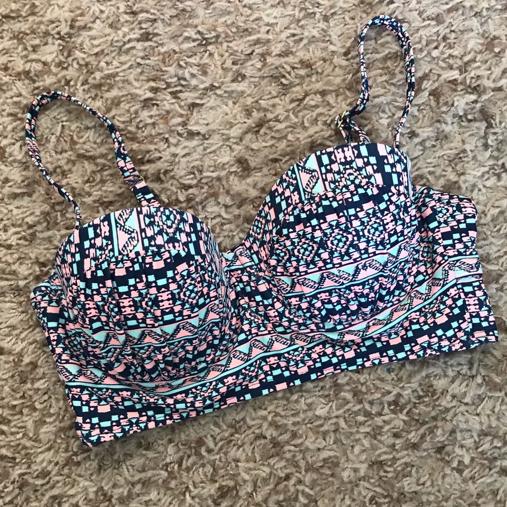 Aztec Coral Navy Bikini Top